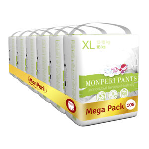 MONPERI PANTS Kalhotky plenkové jednorázové XL (13-18 kg) 108 ks - Mega Pack