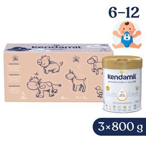 Kendamil Premium 2 HMO+, 2,4 kg (3× 800 g), kreativní balení s dárkem
