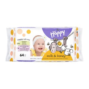 Bella Happy Baby Vlhčené ubrousky Mléko a med (64 ks)