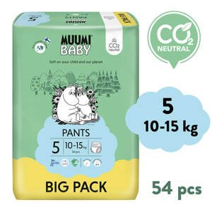 Muumi Baby Pants 5 Maxi+ 10–15 kg (54 ks), kalhotkové eko pleny